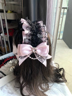 Elegant Lace Headdress Ribbon Bow